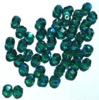 50 6mm Faceted Emerald AB Firepolish Beads
